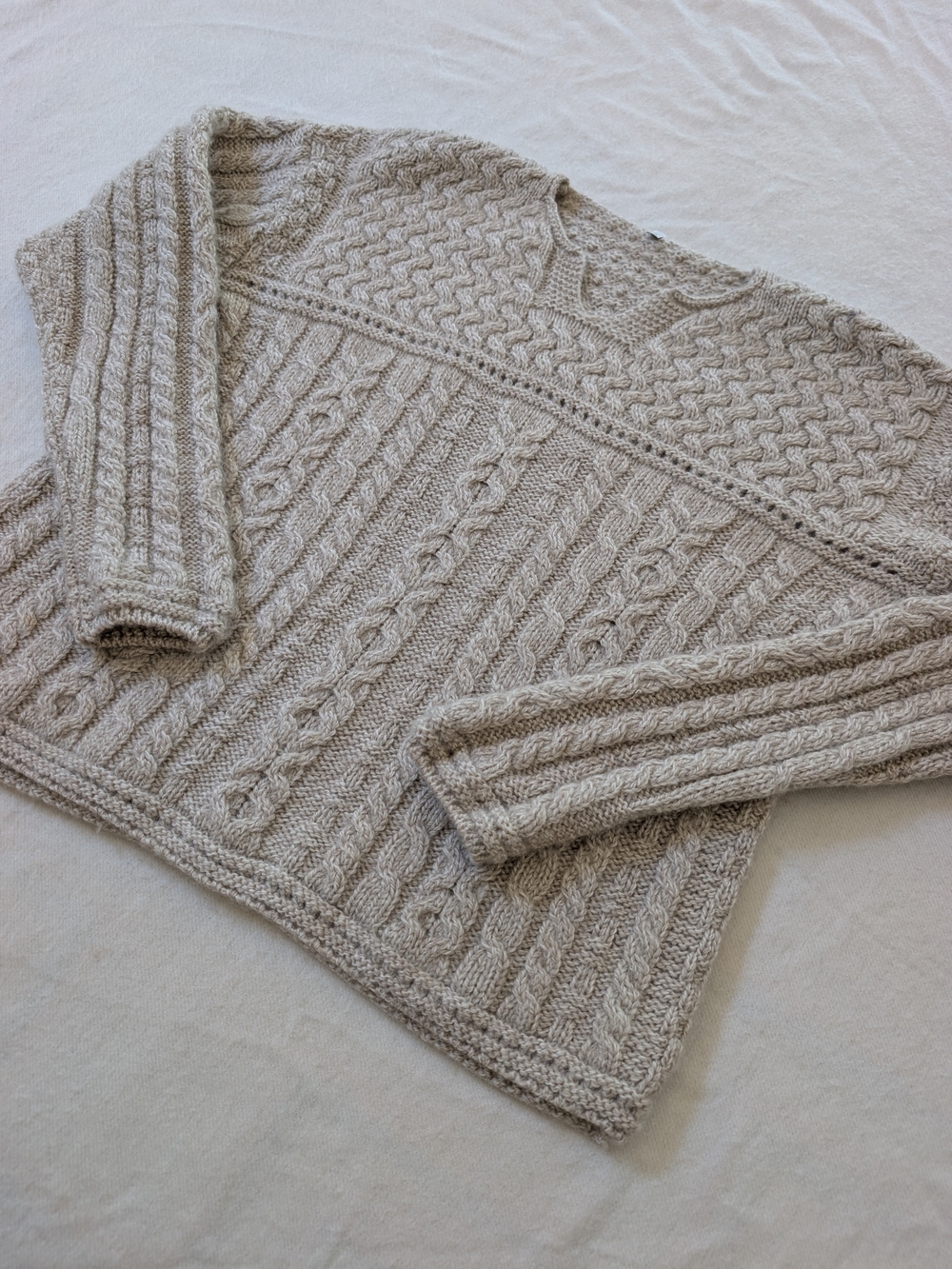 Men's Cable Knit Sweater in Light Beige